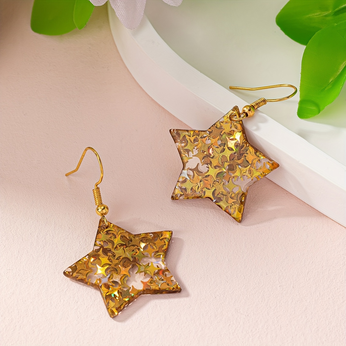 Women's Sparkling Pentagram Pendant Earrings — Cute & Versatile